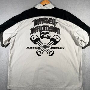 Harley Davidson Mens XXL Short Sleeve Mechanic Shirt Skull Pistons 96466-10VM